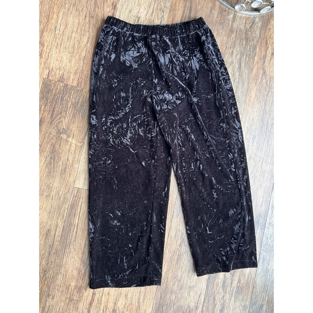 Grade And Gather Crushed Velvet Black Pants Elasticated Waist Size Medium